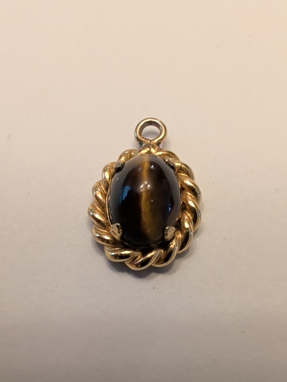12K Gold Filled Tiger's Eye Pendant Charm